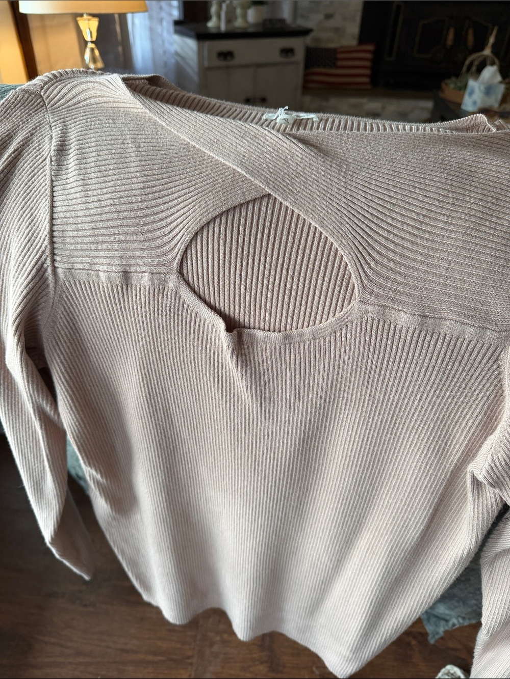 Maurices Camel Ribbed Cutout Sweater